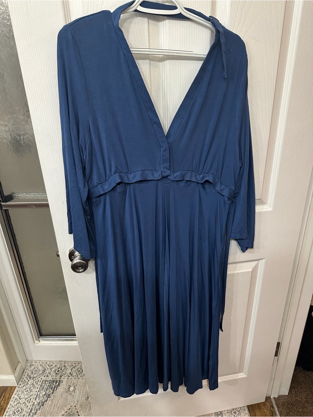 Navy Blue V-Neck Long Sleeve Labor and Delivery Robe